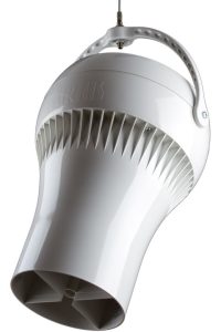 Airius Air Pear destratification fan, unobtrusive modular design, alternative to large HVLS fans