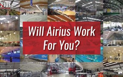Large building interiors and Airius fans demonstrating airflow solutions for cooling and comfort.
