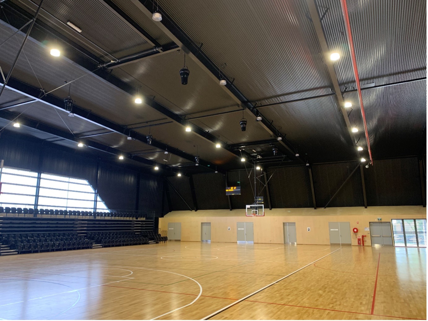 Airius destratification fans in a sports hall in NSW, reducing heating costs and improving thermal