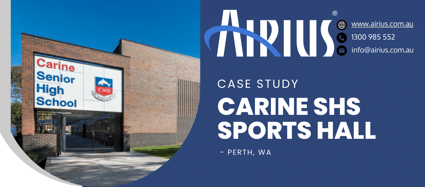 Carine Senior High School building exterior and Airius case study branding for sports hall airflow