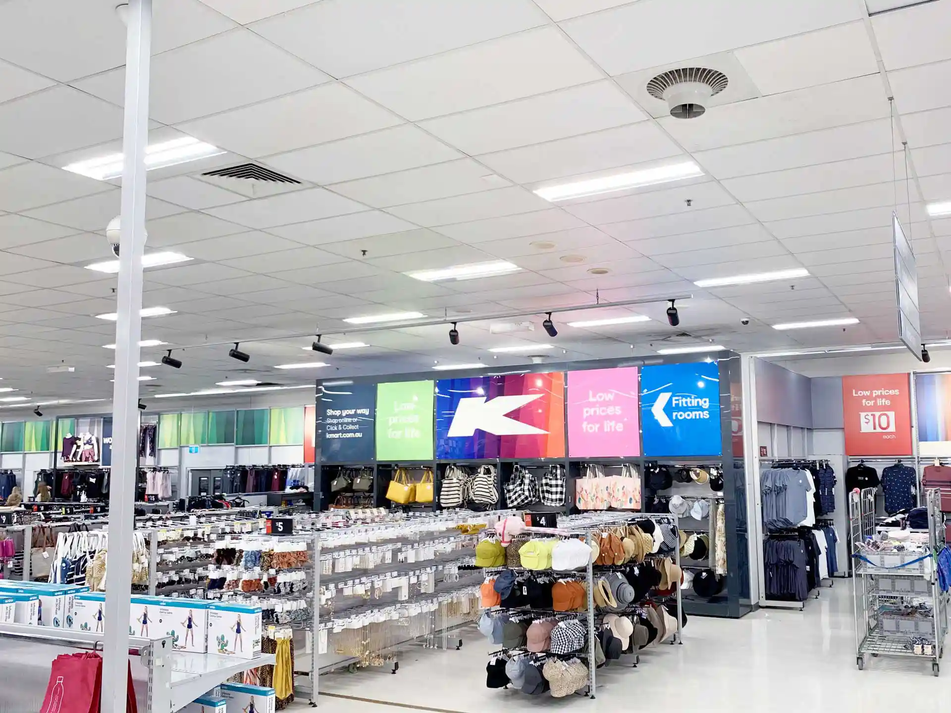 Airius Suspended Series fans installed in Kmart Robina store, improving air circulation and thermal comfort.