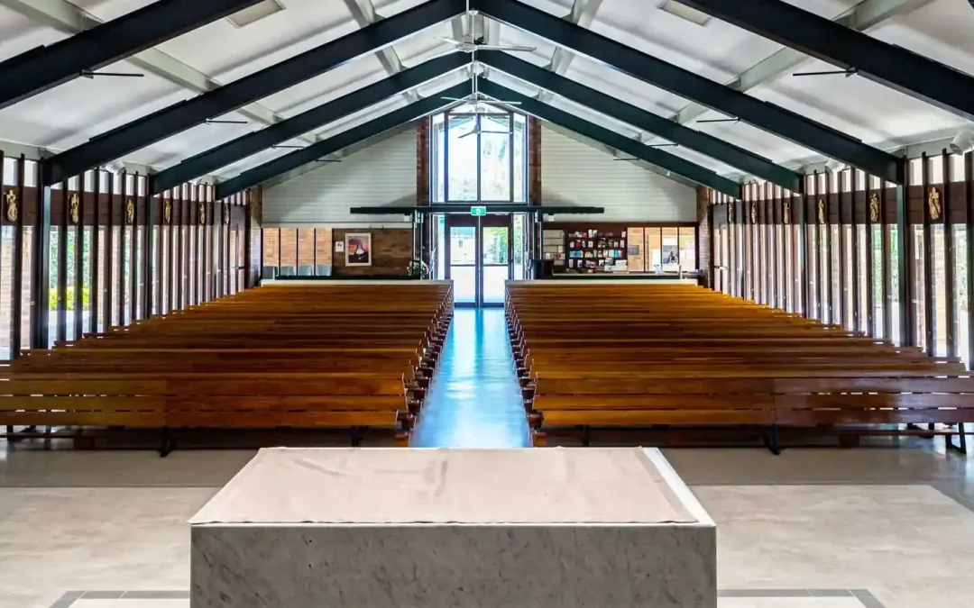 Airius cooling fans installed in St. Joseph’s Church, Sydney, providing comfortable airflow for the congregation.