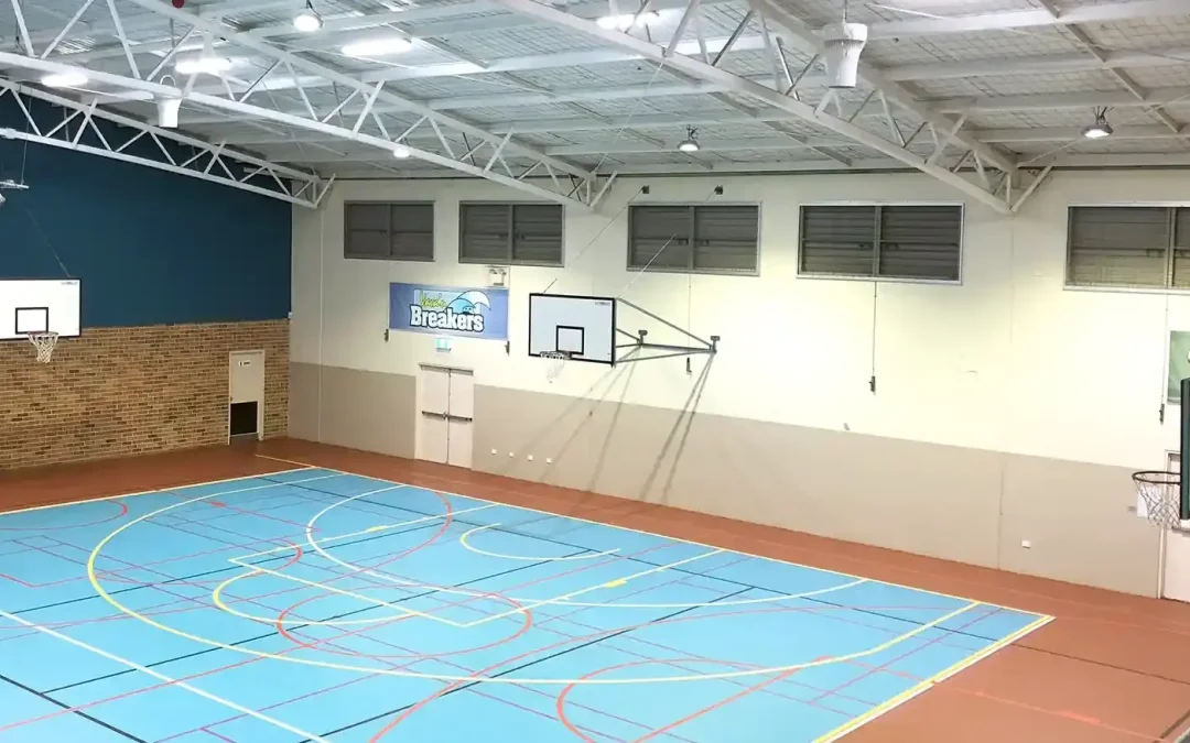 Green Point Christian College sports hall with Airius fans providing cooling solutions.