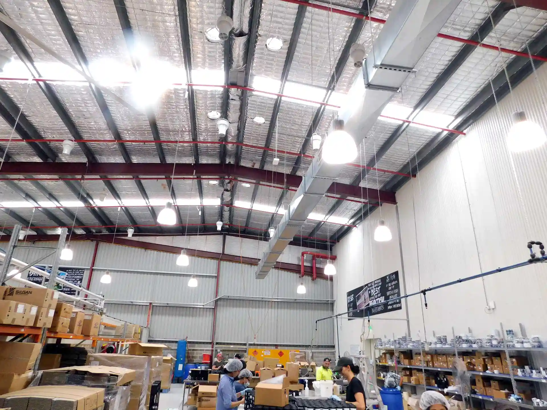 Lush Cosmetics warehouse with Airius Air Pear fans providing cooling airflow and improved comfort in
