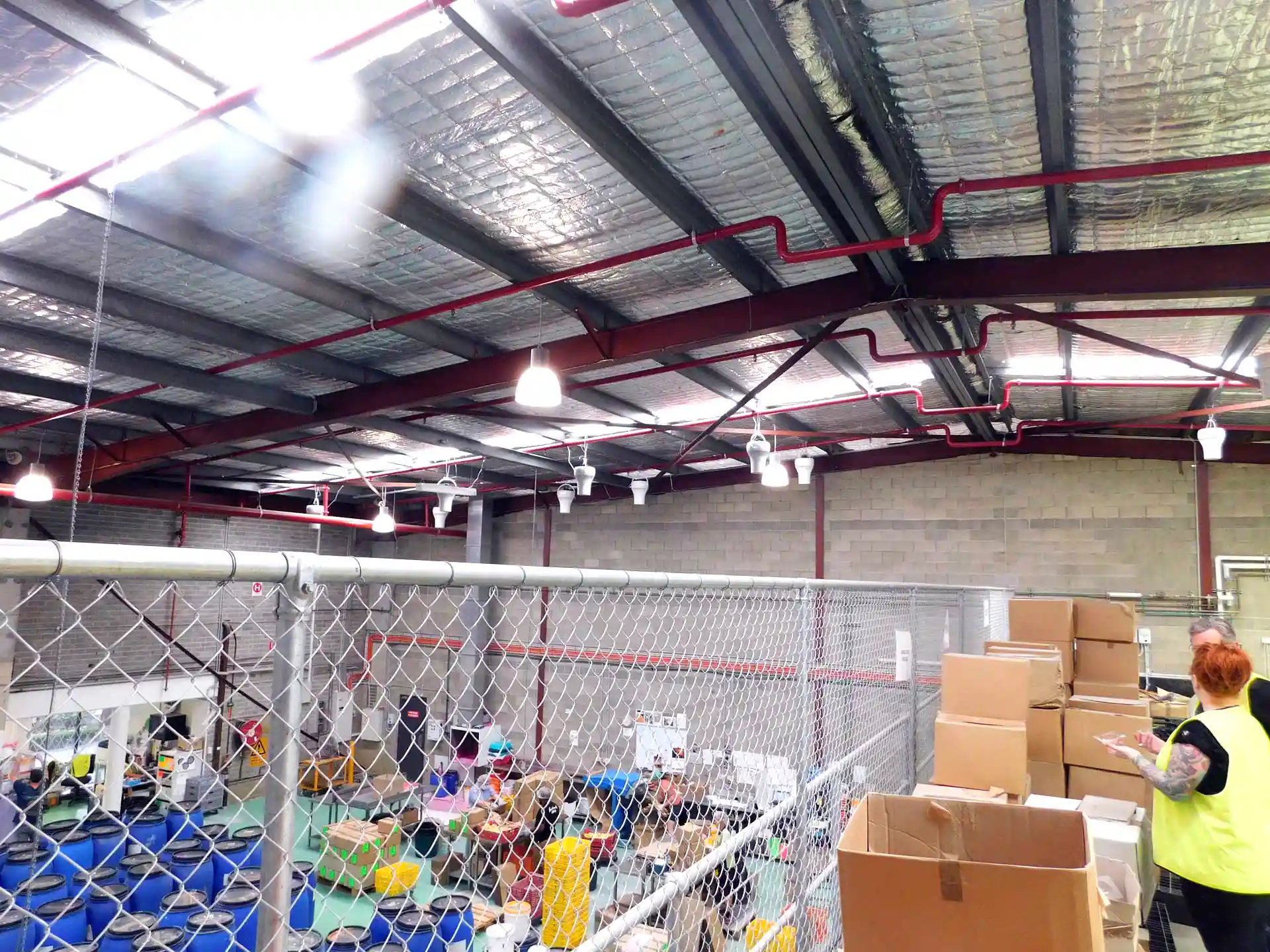 Lush Cosmetics warehouse with Airius Air Pear fans installed, improving airflow and employee comfort in