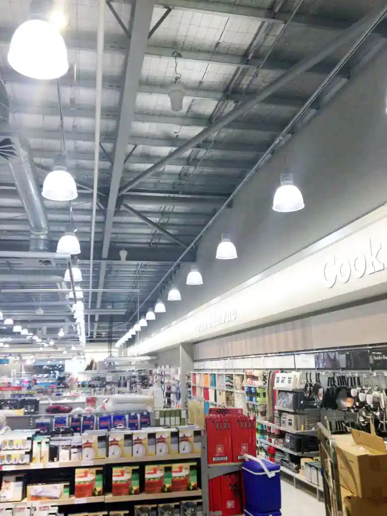 Airius cooling fans installed in a supermarket aisle improving air circulation and reducing condensation.