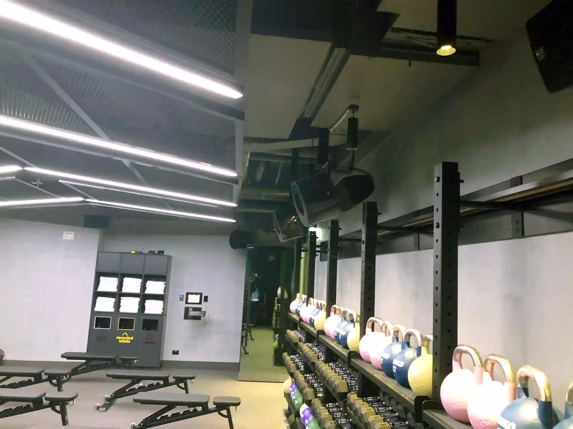Airius R20EC cooling fans installed at Virgin Active Bligh Street gym in Sydney, improving airflow