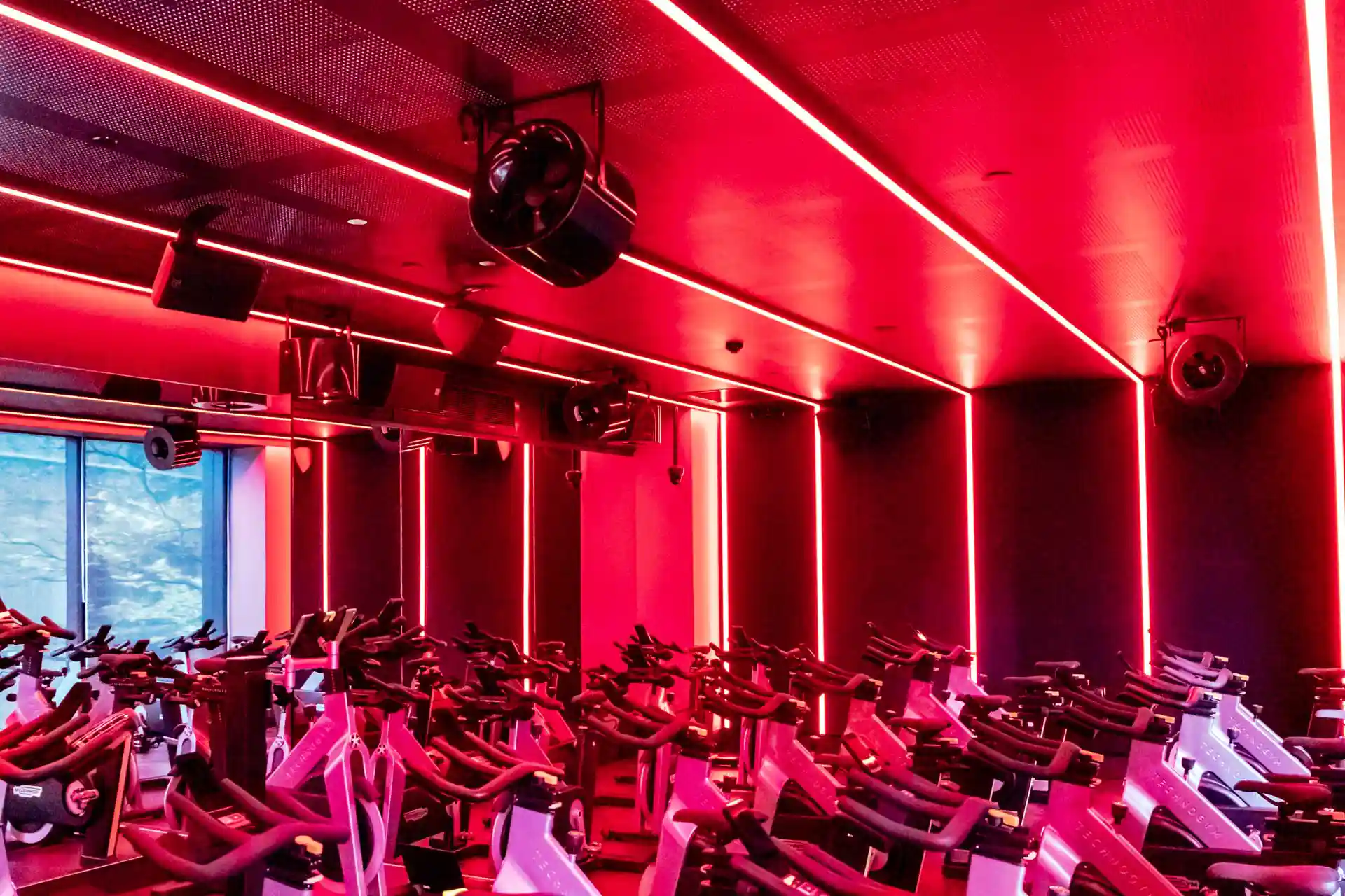 Airius R20EC cooling fans installed in Virgin Active cycle studio, Sydney, improving airflow and member