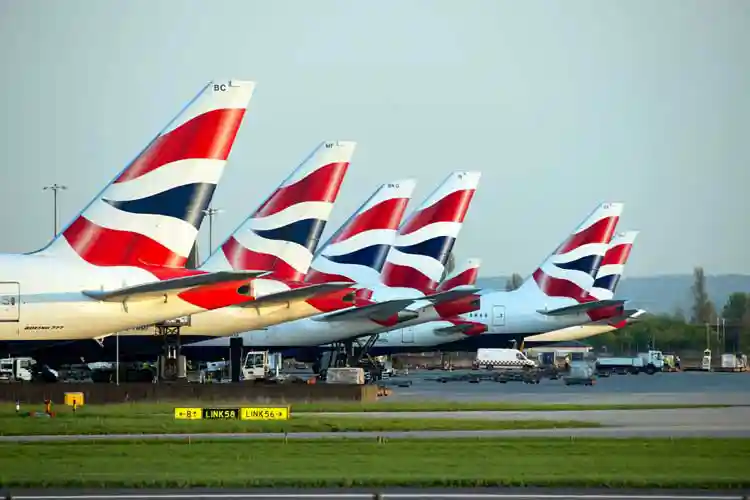 British Airways aircraft fleet and hangar illustrating Airius destratification fan installation.