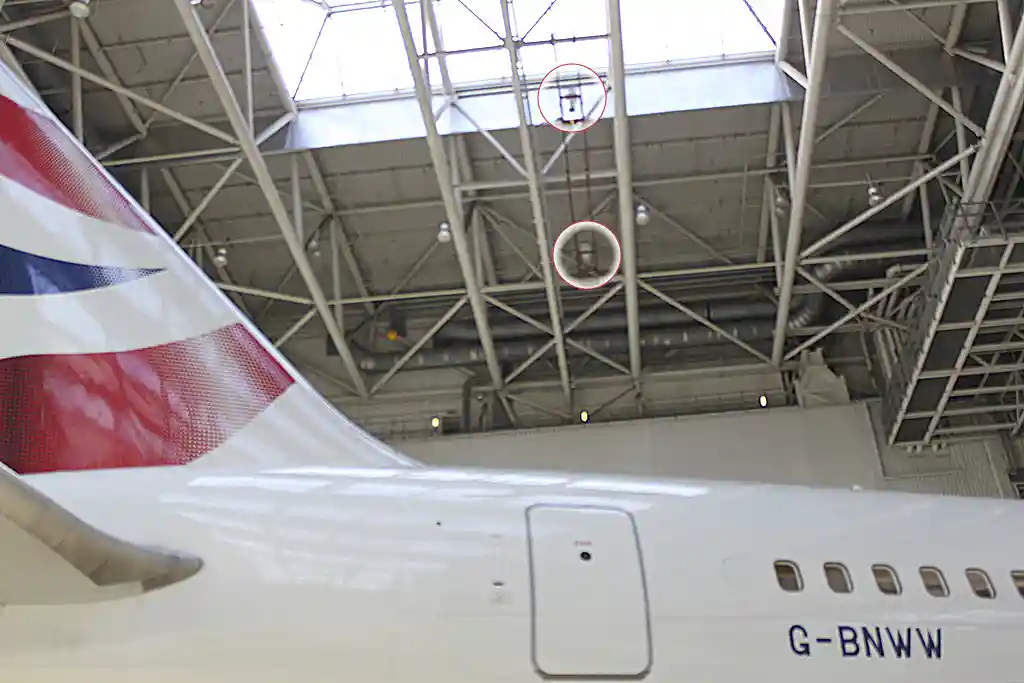 British Airways Engineering hangar with Airius Air Pear destratification fans improving air circulation