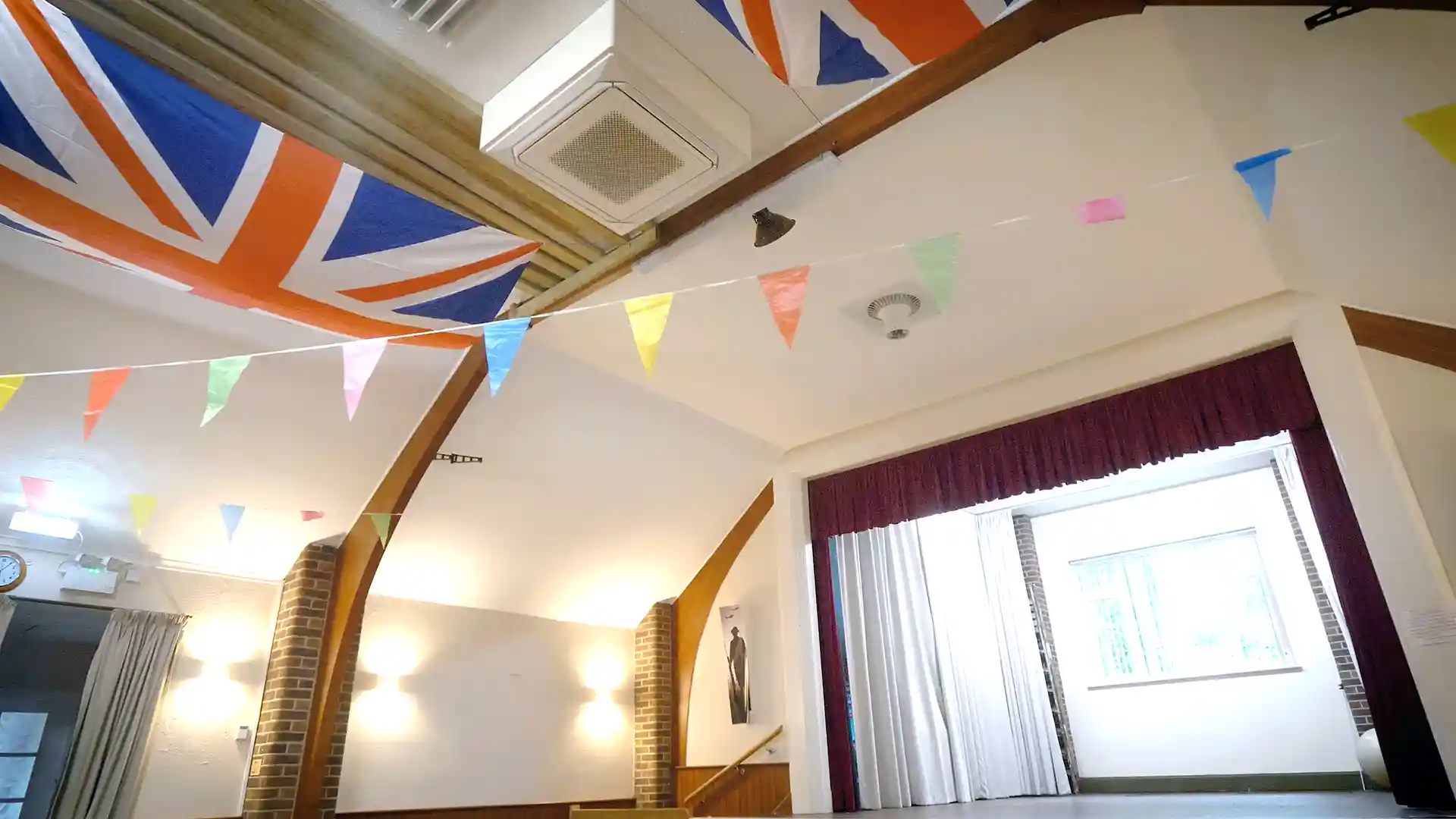 Airius destratification fans installed in Eversley Village Hall, improving comfort and reducing heating costs.
