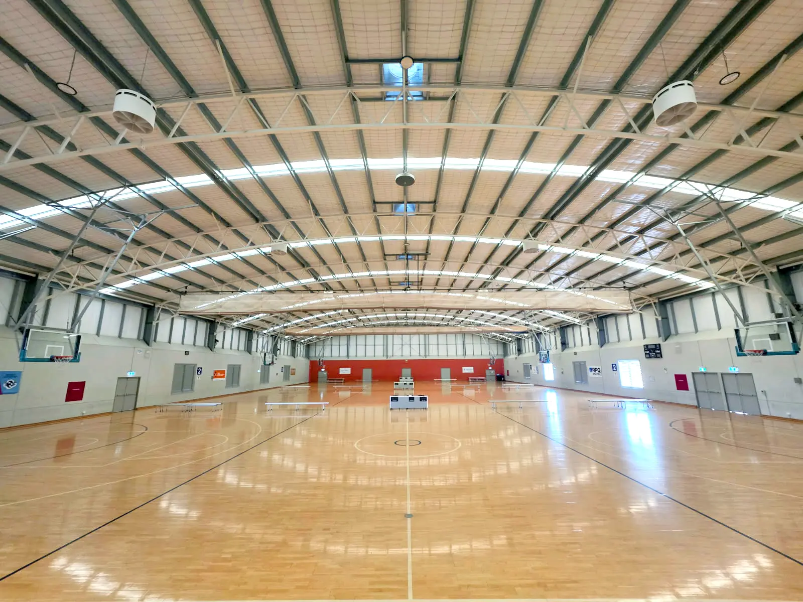 Tamworth Sports Dome basketball court with Airius Emerald Series fans for improved air circulation and