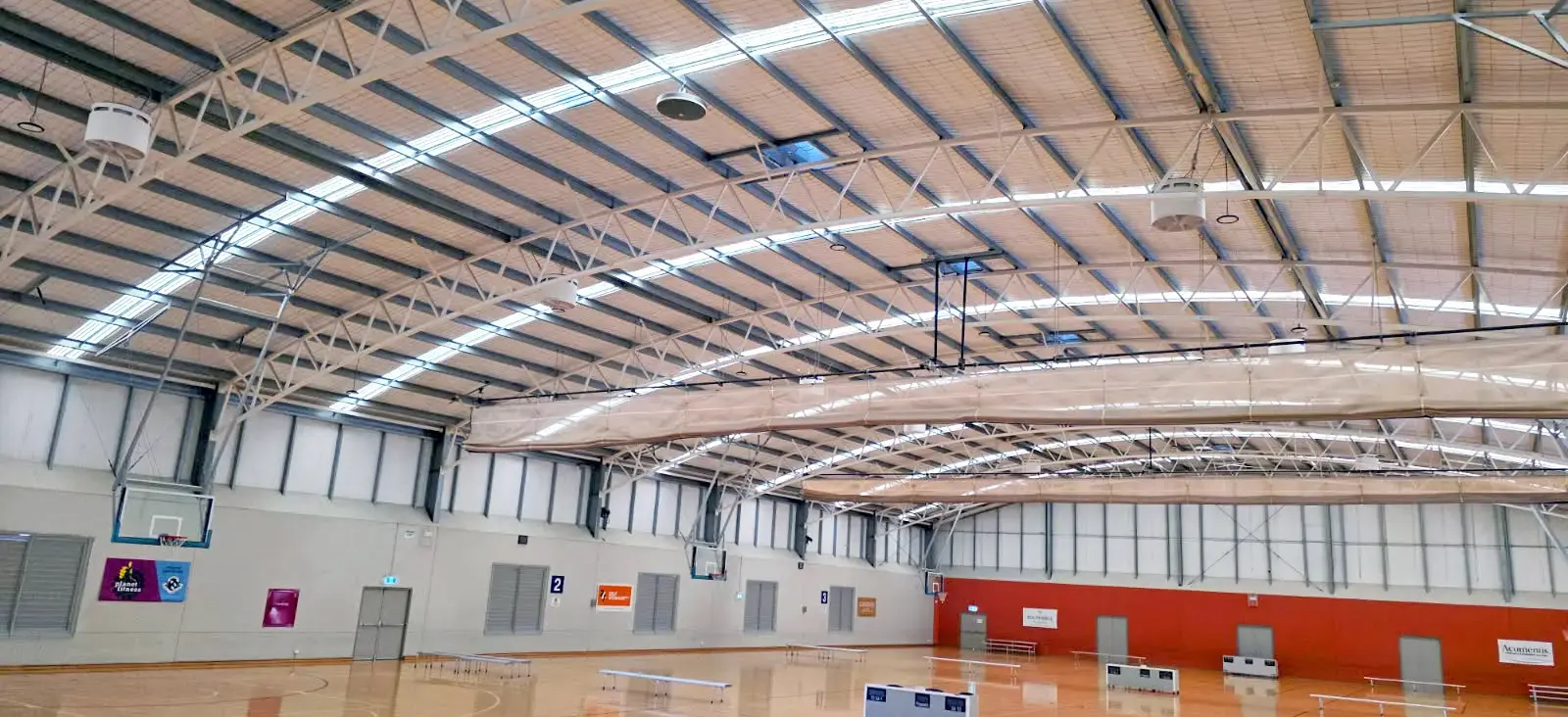 Tamworth Sports Dome interior with Airius Emerald Series fans installed for improved airflow and reduced