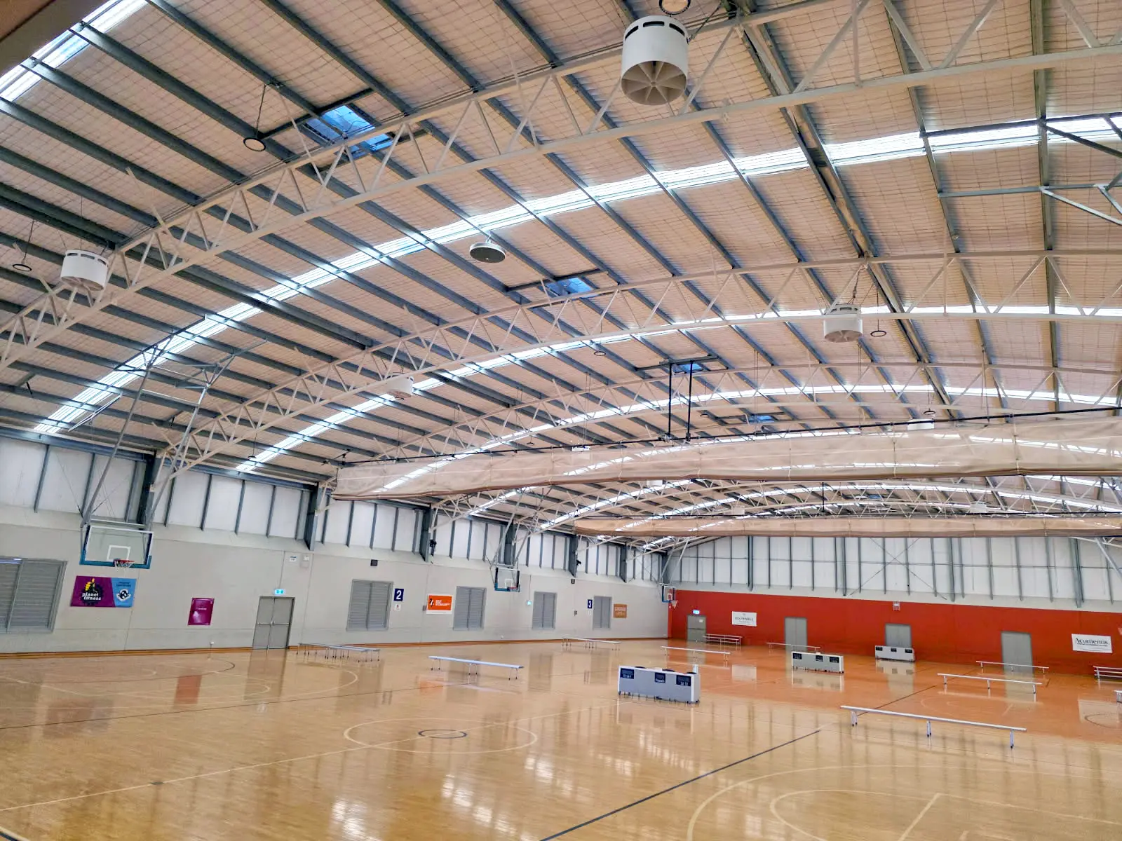 Tamworth Sports Dome ceiling with installed Airius Emerald Series fans improving airflow and comfort.