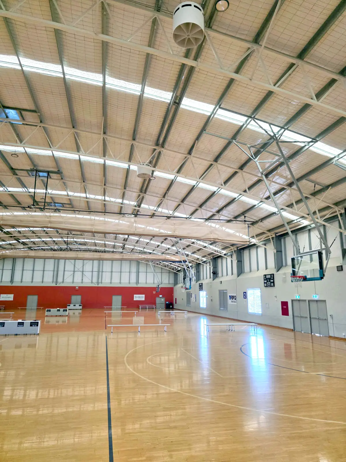 Airius Emerald Series fan installation in Tamworth Sports Dome, improving air circulation and thermal comfort.